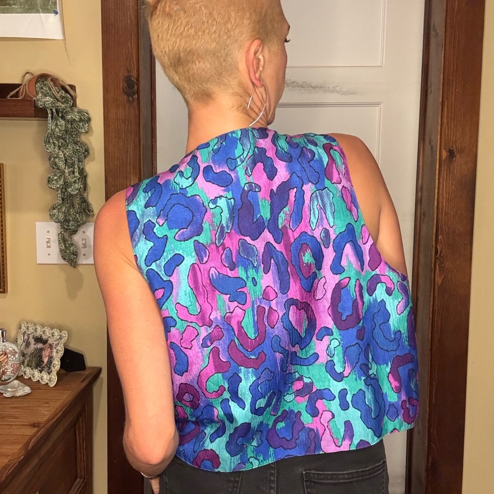 Handmade Shiney Psychadelic Leapord Print Vest